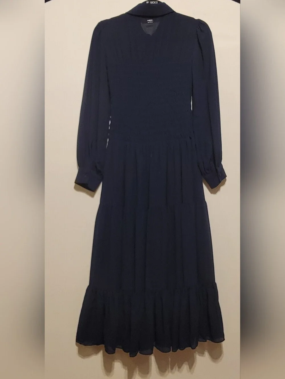 Michael Kors Navy Smocked Button Down Shirt Dress Women Size M